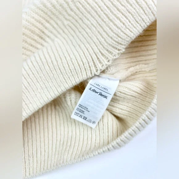 & Other Stories Wool Alpaca‎ Cream Fringe Ribbed Knit Sweater Women’s Size Small - Picture 5 of 7